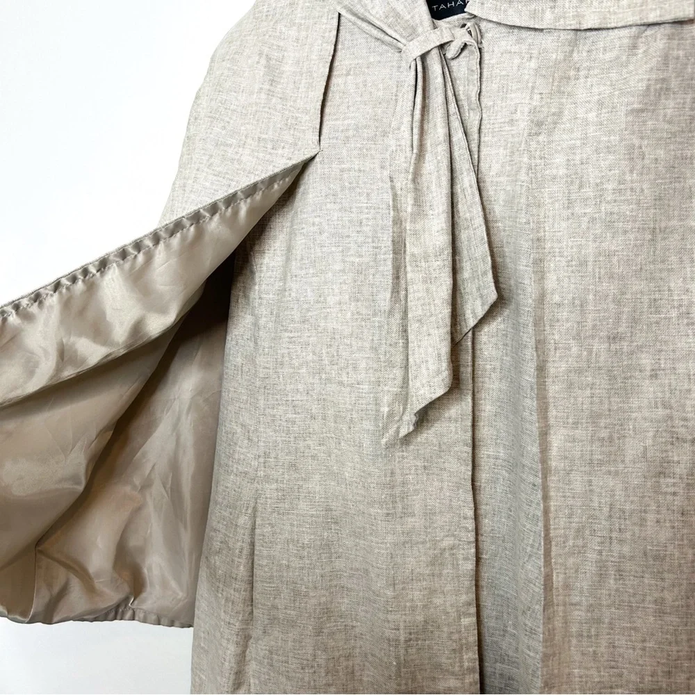 Tahari Womens Linen Blend Draped Cape JacketSmall S - Picture 4 of 9